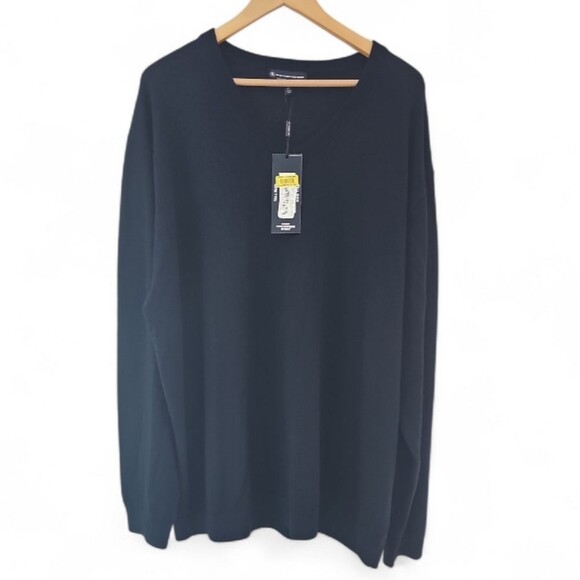 Hart Schaffner Marx Extra Fine Merino Wool V-Neck Sweater Sz 3XT Navy Blue NWT